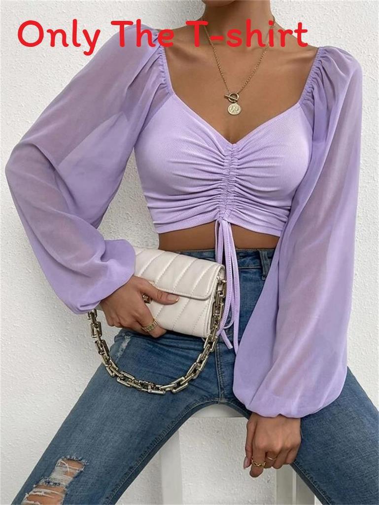 Chiffon Drawstring Lantern Sleeve Blouse With Slim Fit For Fashion Women 2024 Spring