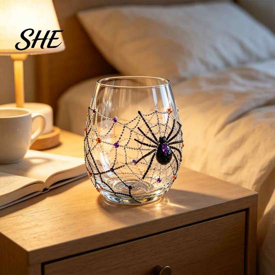 Unique Spooky Glass Halloween Tumbler, Embossed Pumpkin Ghost Cat Bat Drinking Glass, Kitchen Counter Decor Stemless Beverage Cups, Seasonal Drinkware