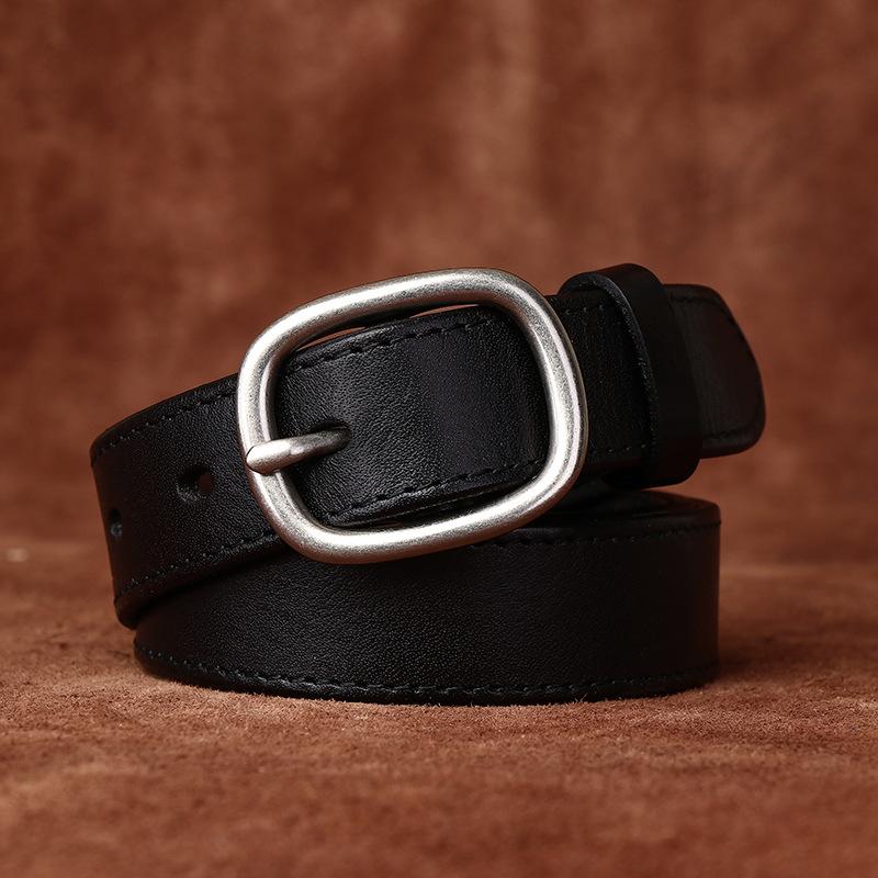 Cowhide Women's Genuine Leather Pure Pin Buckle Belt Trendy Wild Women's Internet Celebrity Jeans Belt Women