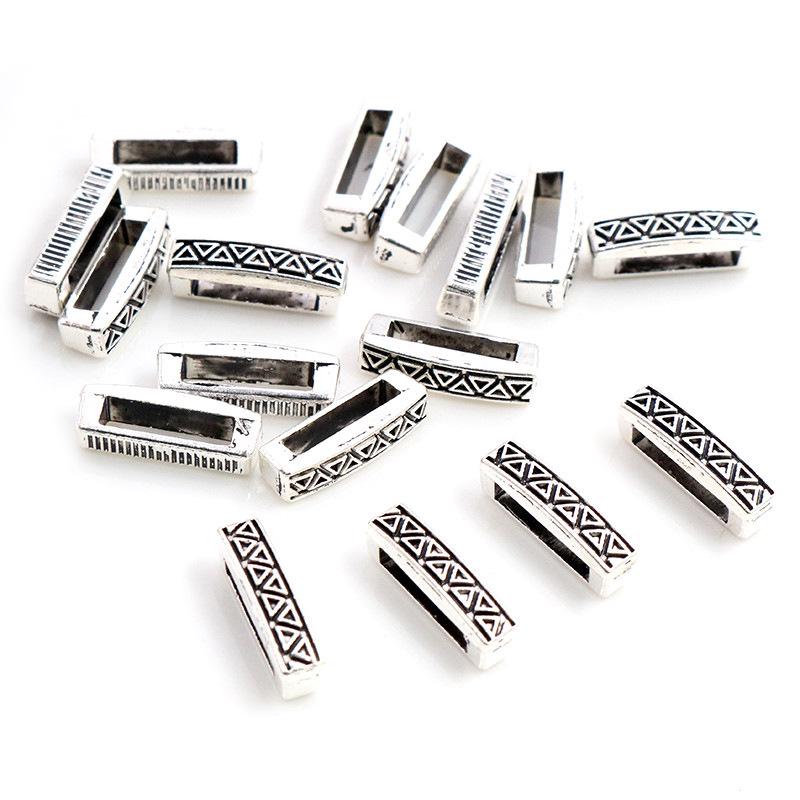 20-Piece Set: 16x6x6mm Flat Strand Beads for DIY Leather Bracelet Making, Jewelry Spacer Accessories with 1cm Wide Hole