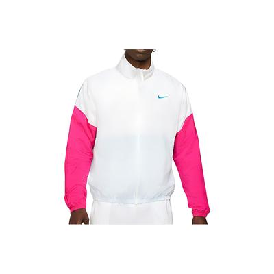 Tkana kurtka sportowa casual z kołnierzem stojącym, w stylu retro, blok kolorów, z długim rękawem, męska, biała CW7349-100