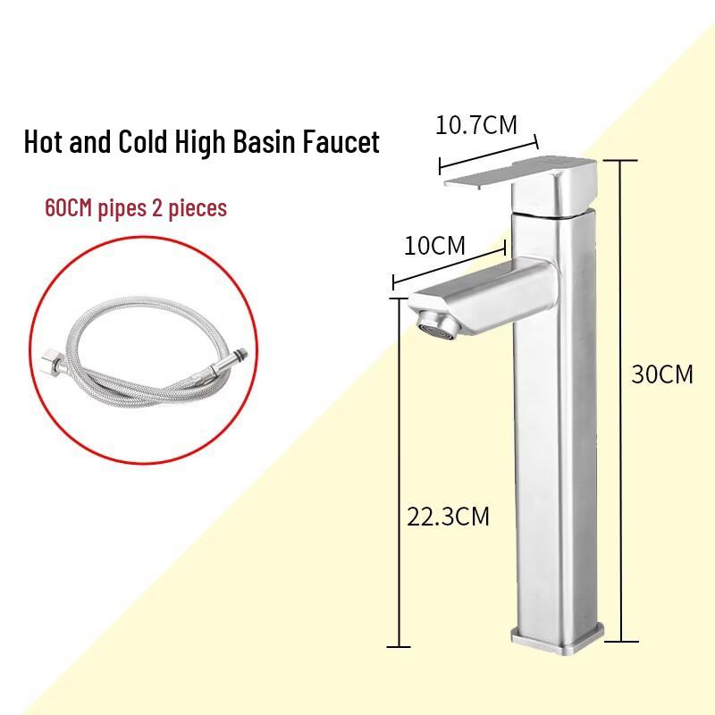 Stainless Steel Square Single Cold Water Basin Faucet
