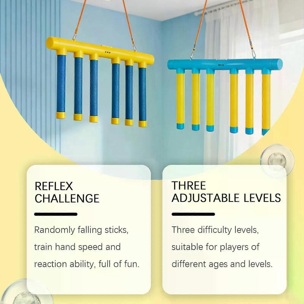 Reflective Drop Stick Challenge Game, Hand Eye Coordination Reflex Training Toy, 3 Adjustable Speed Modes, Catching Sticks Game