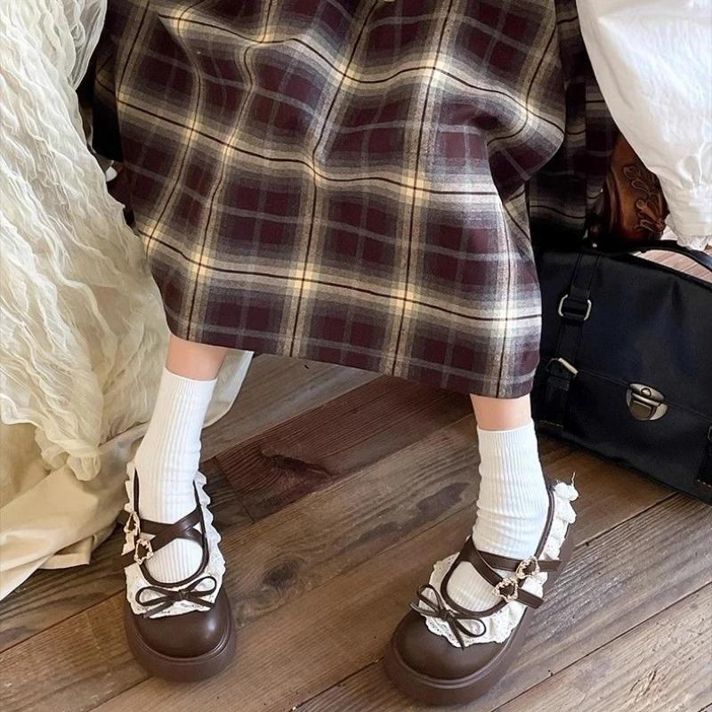 Fashion Gothic with Medium Heels Mary Jane Platform Woman PumpsLoafers Japanese Style Lolita Shoes for Women Round Toe Bow Slip on Offer