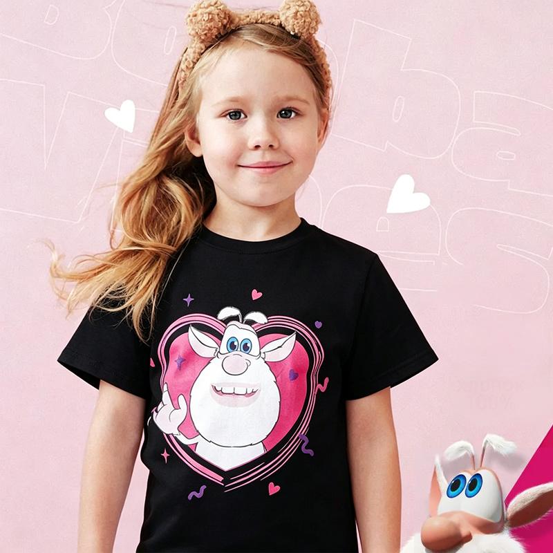 

Summer Cartoon Booba Print T-Shirt for Kids Boys Girls Casual Round Neck Short Sleeve Design Perfect for Toddlers Everyday Wear Holidays 160