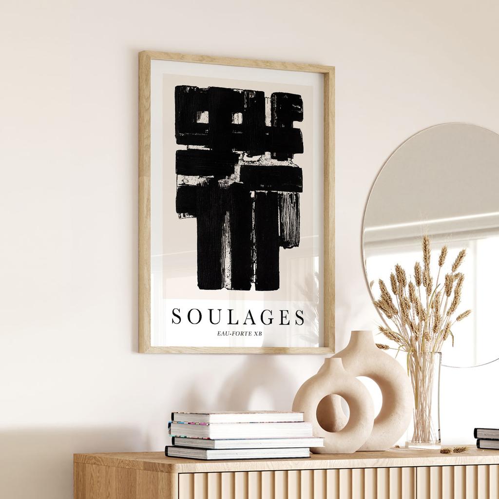 Poster Abstraction Black and White Soulages