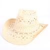 Beliebter europäischer und amerikanischer klassischer hohler westlicher Cowboyhut Herren- und Damen-Mode Urlaubs-atmungsaktiver Sonnenschutz-Strohhut
