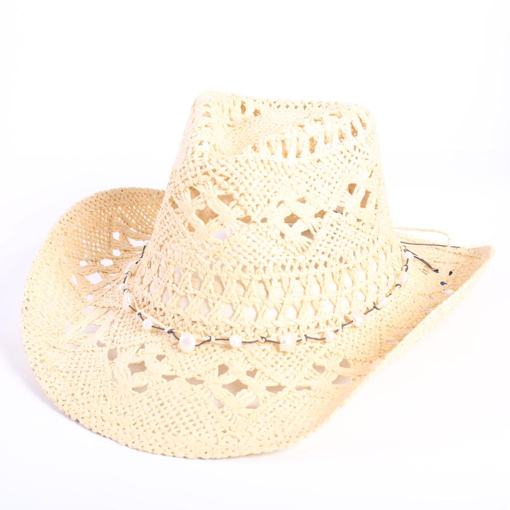 Beliebter europäischer und amerikanischer klassischer hohler westlicher Cowboyhut Herren- und Damen-Mode Urlaubs-atmungsaktiver Sonnenschutz-Strohhut