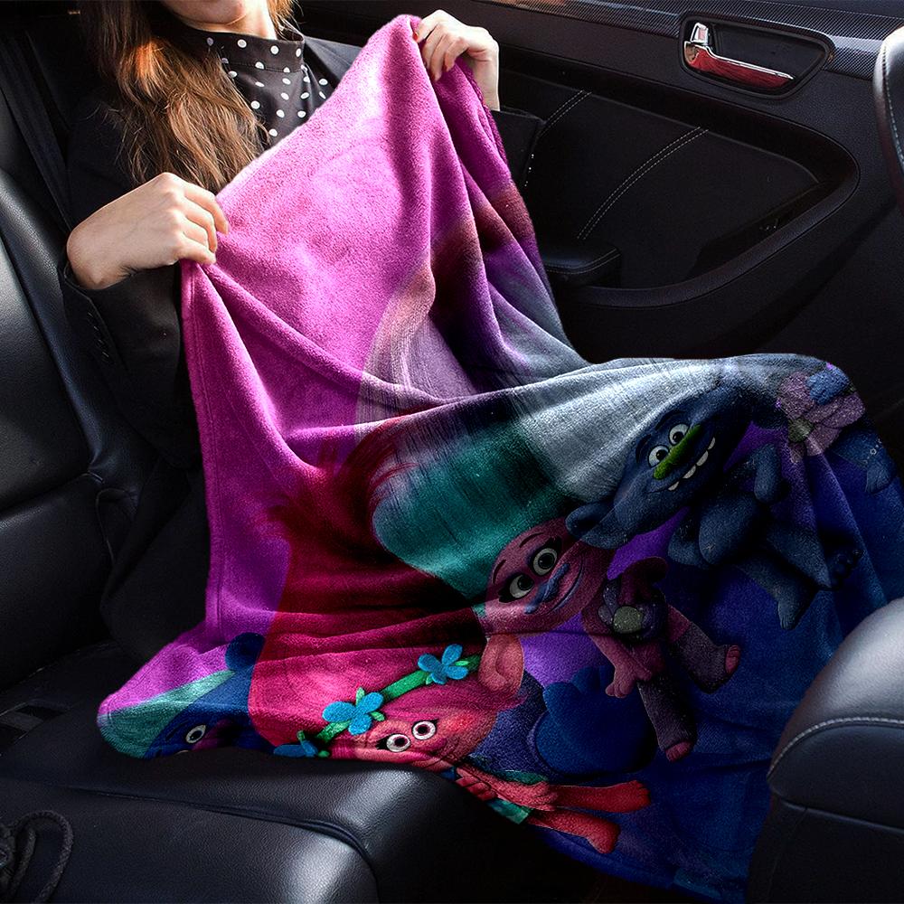 Trolls Theme Printed Blanket - Perfect for Couch, Bed, Travel & Outdoor Use | Machine Washable, Cozy & Durable.