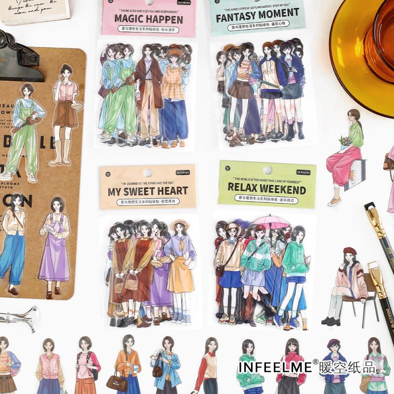 30-Piece Youth Girl Theme Character Sticker Pack, Cute Teenage Girl Images & Fresh Styles, for Journal & Diary Decoration