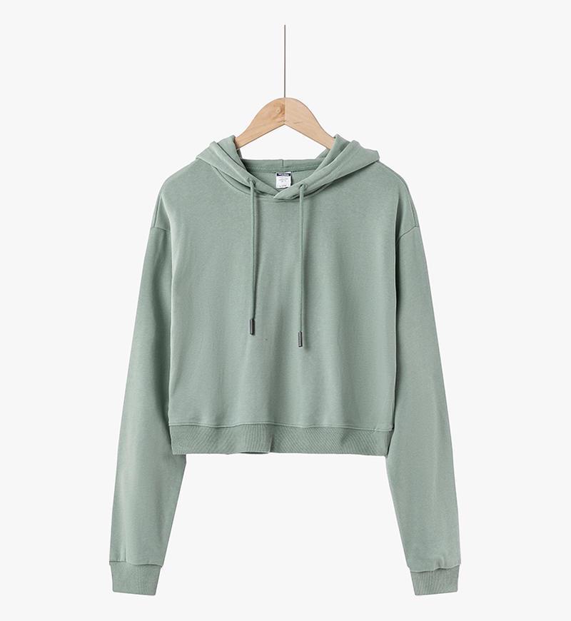 Women's American Style Short Round Neck Hoodie - Autumn/Winter Casual Loose Long Sleeve Slimming Top