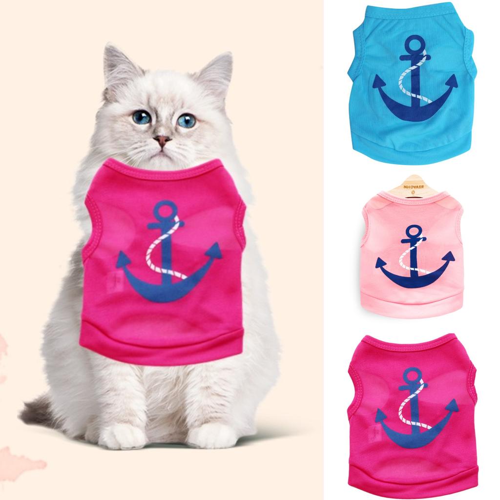 Striped Dog Anchor Vest Pets Cloth Summer Puppy Coat T Shirts Cat Casual Costume