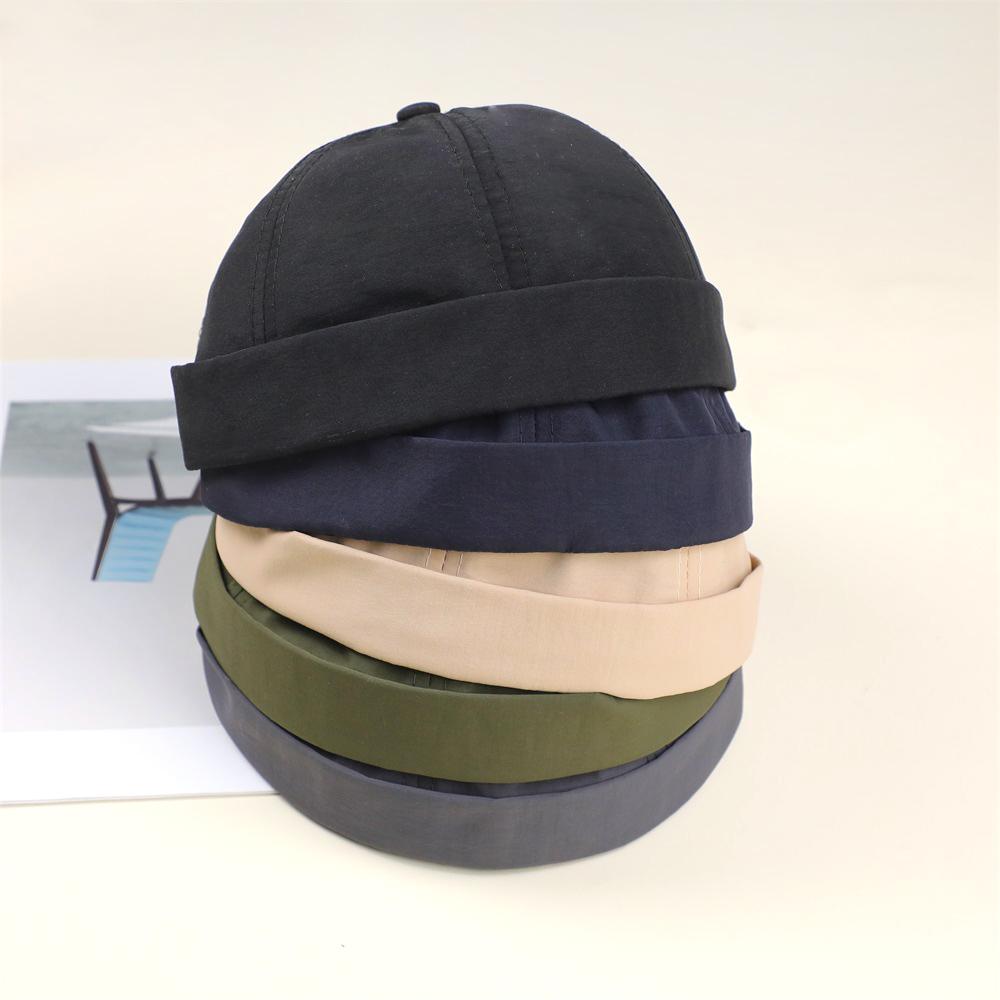 Vintage Docker Cap Brimless Hat Skullcap Adjustable Soild Color Summer Quick-Dry Hip Hop Landlord Hat Beanie Melon Caps