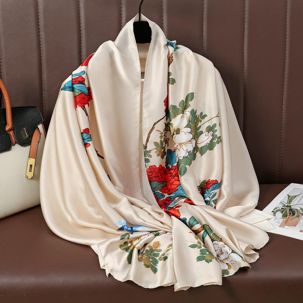Print Silk Scarf Luxury Brand Shawls For Women Silk Head Scarves Hijab Wraps Femme Pashmina Foulard