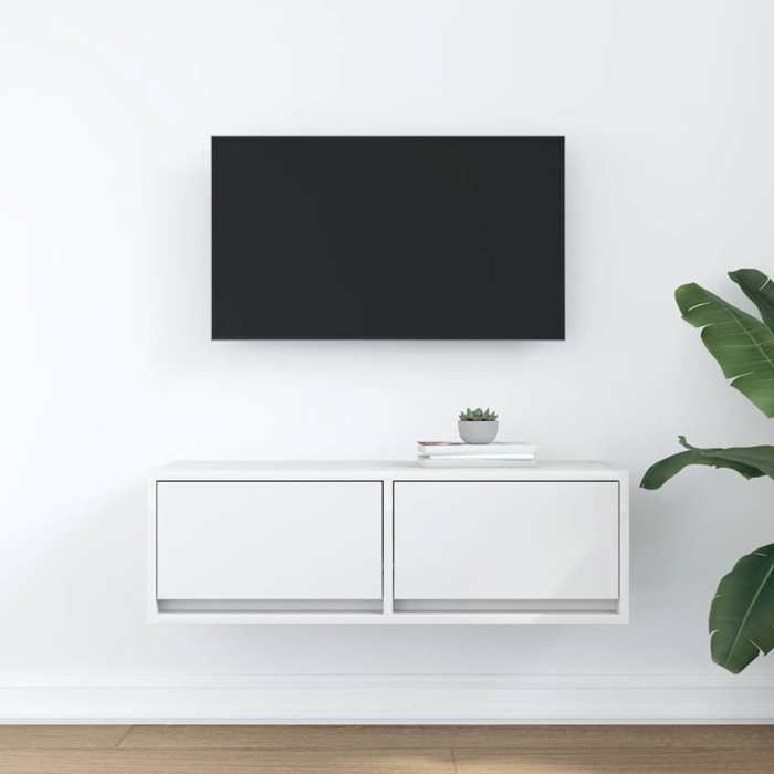 VidaXL Meuble TV blanc 80x31x25,5 cm bois d'ingénierie, banc TV, meuble hifi, centre de divertissement, buffet TV, meuble 861508