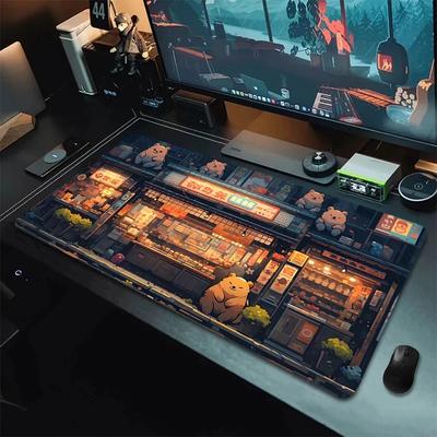 Large Gaming Mouse Pad Japan Aesthetics Anime Mousepad XXL Rubber Mouse Mat Locking Edge Laptop Desk Mat Game Non-Slip Desk Pads