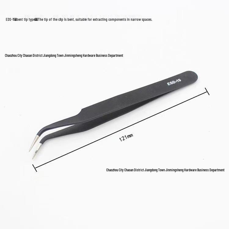 Anti-Static Stainless Steel Fine Tip Bent Tweezers for Precision in Eyelash, Eyebrow, Bird's Nest, and Hair Removal