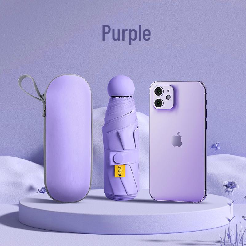 Compact Capsule Umbrella: 50% Foldable, Portable, Pocket-Size for Sunny and Rainy Days