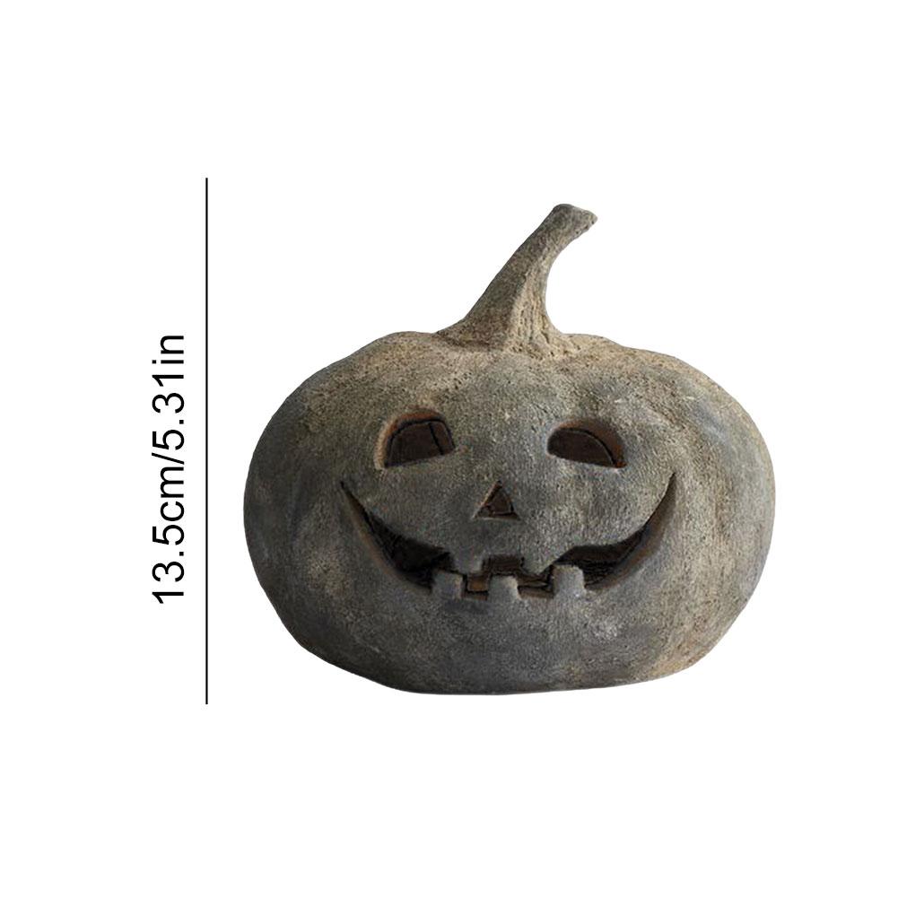 Halloween Pumpkin Lantern Decorative Hand-Carved Pumpkin Table Ornament Handcrafted Jack O Lantern Shade Home Room Decoration