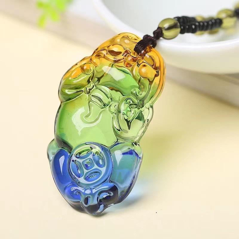 Chinese Style Three Colours Guanyin Buddha Necklace Pendant Exquisite Mascot Sweater Chain Fashion Jewelry Holiday Gift