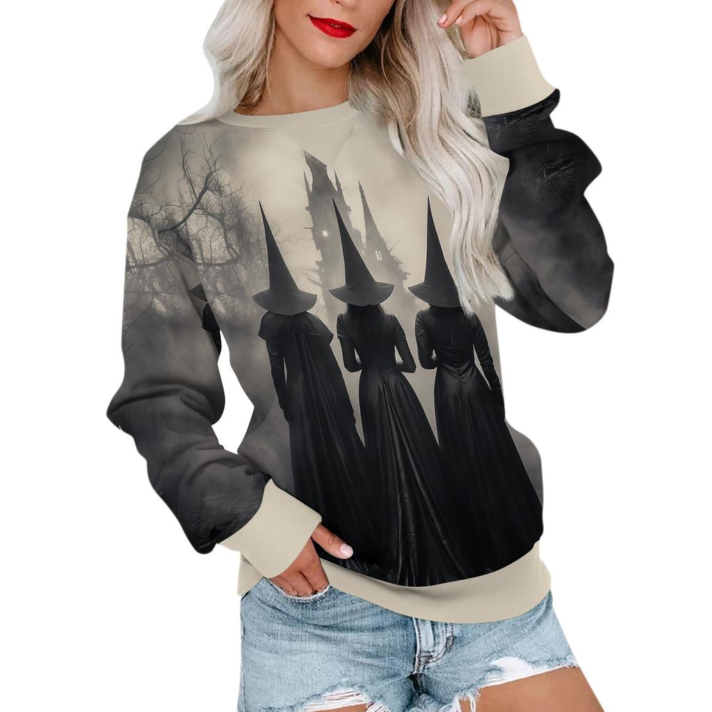 Lässiger, bedruckter Pullover für Damen, Langarmshirt, übergroßes Sweatshirt