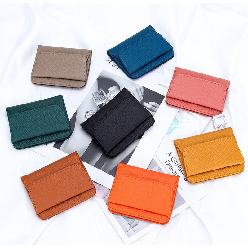 Pure Cowhide Wallet Women's Genuine Leather Short Multifunctional Folding Large Capacity Clip