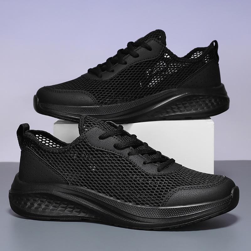 Men's Shoes Summer Hollow Mesh Shoes Mesh Breathable Thin Lightweight Casual Sports Shoes Large Size Thick-soled Travel Running Shoes
