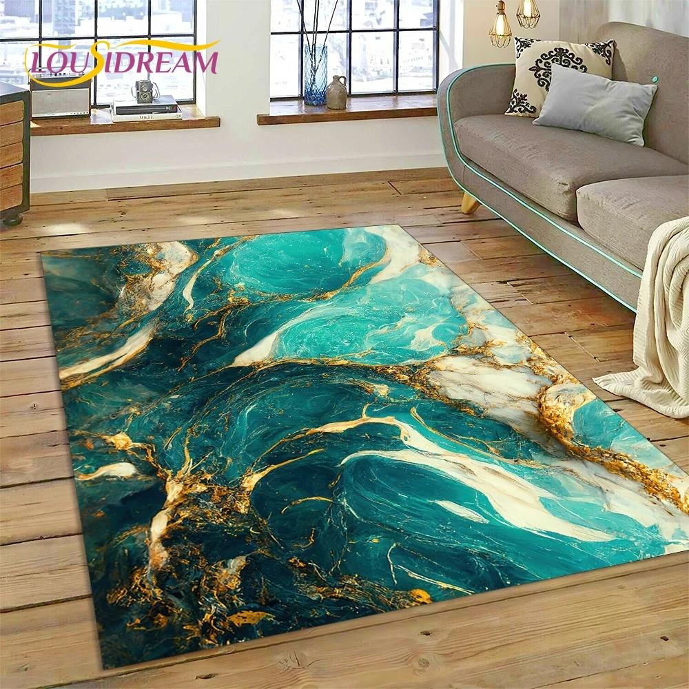 Luxurious Green Gold Colour Marble Dream Carpet Rug for Bedroom Living Room Sofa Decoration,Children Game Large Decor Floor Mat