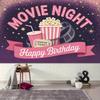 2D Movie Night Popcorn Film Reel Happy Birthday Wall Tapestry