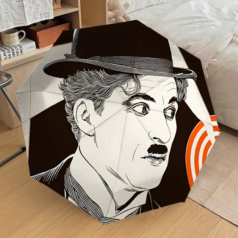 

1pc Charlie Chaplin Automatic Folding Umbrella, Portable Collapsible Design, Casual Outdoor Accessory L1127027
