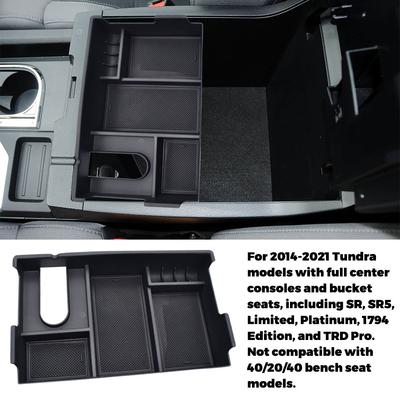 For Toyota Tundra Accessories Center Console Organizer Sequoia 2008-2021 Tundra 2007-2021 Insert Armrest Secondary Box