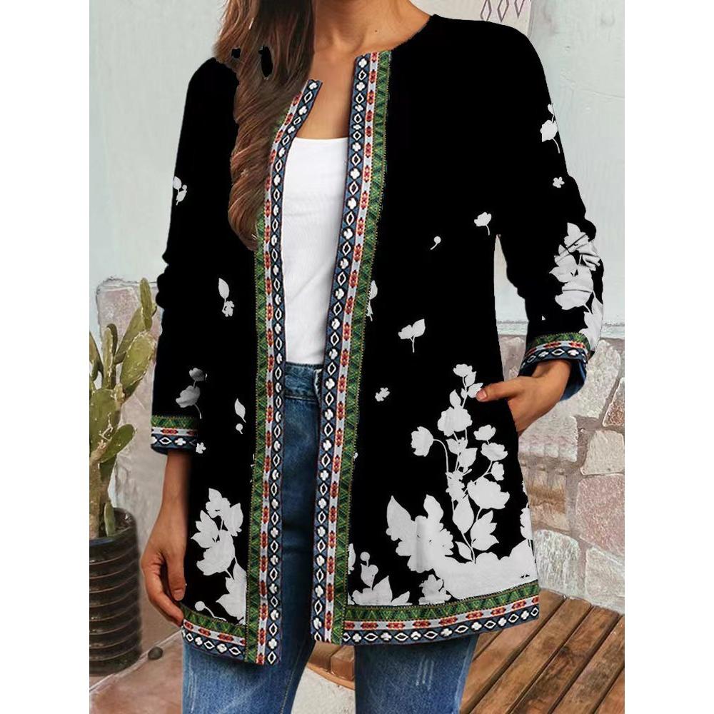 

GMXIA осень зима винтажный этнический стиль принт большой размер куртка кардиган женская одежда XXXXXL