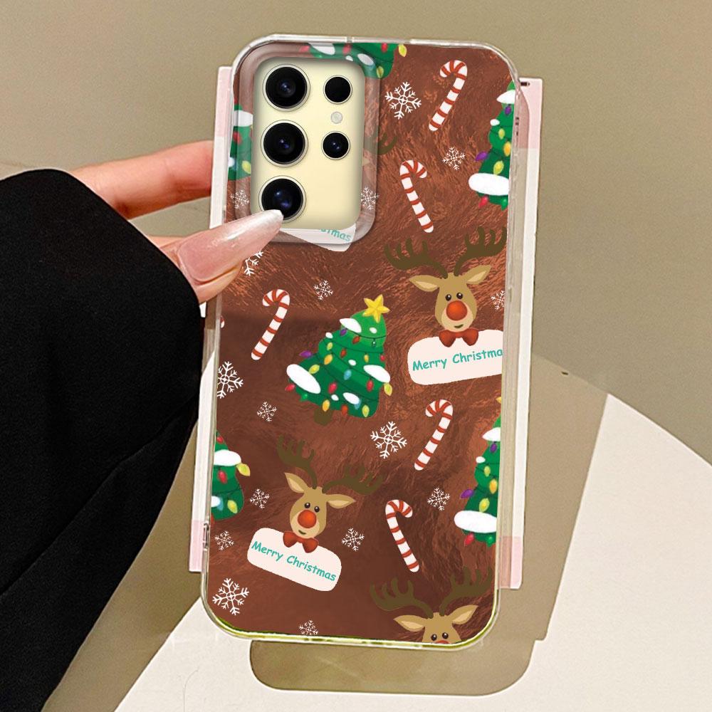 Veselé Vánoce Elk Tree Dívky Ženy Pouzdro na telefon pro Samsung Galaxy S25 Edge S24 S23 S22 S21 S20 FE Plus Ultra Zadní kryt