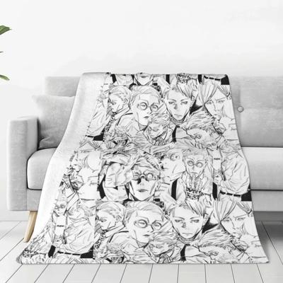 Super Warm Blanket Camping Nanami Kento Throw Blanket Manga Jujutsu Sorcerer Flannel Bedspread Chair Aesthetic Sofa Bed Cover