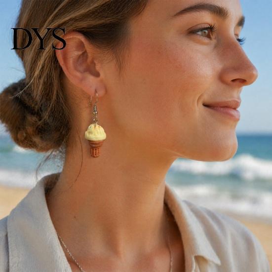Women Dangle Earrings 1 Pair Cute Ice Cream Earrings, Fun Imitation Party Food Drop Summer Jewelry Gifts for Girls Ear