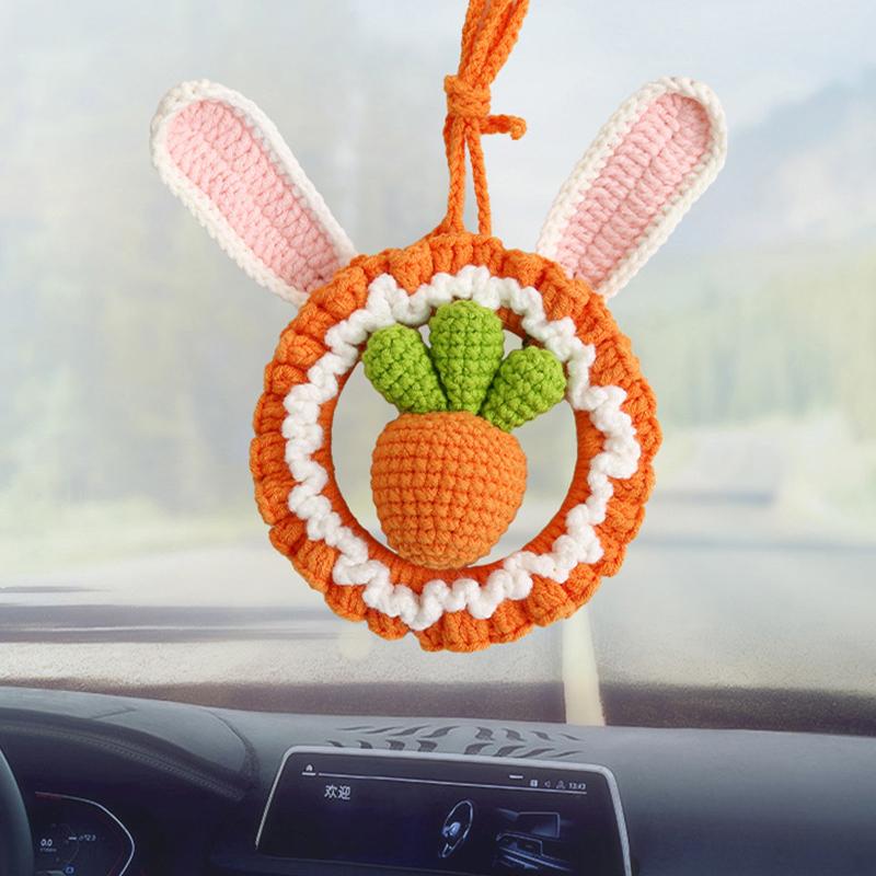 

Carrot yarn car pendant crochet material bag friend birthday gift combed cotton DIY bunny ears pendant car pendant