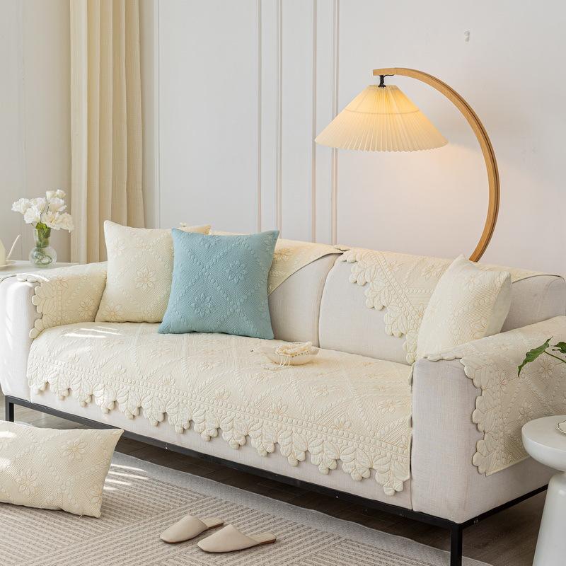 

French Retro Sofa Cushion Universal In All Seasons, Pure Cotton Cotton Fabric, Simple Modern Non-Slip Seat Cushion Cover Cloth Towel 70*70cm