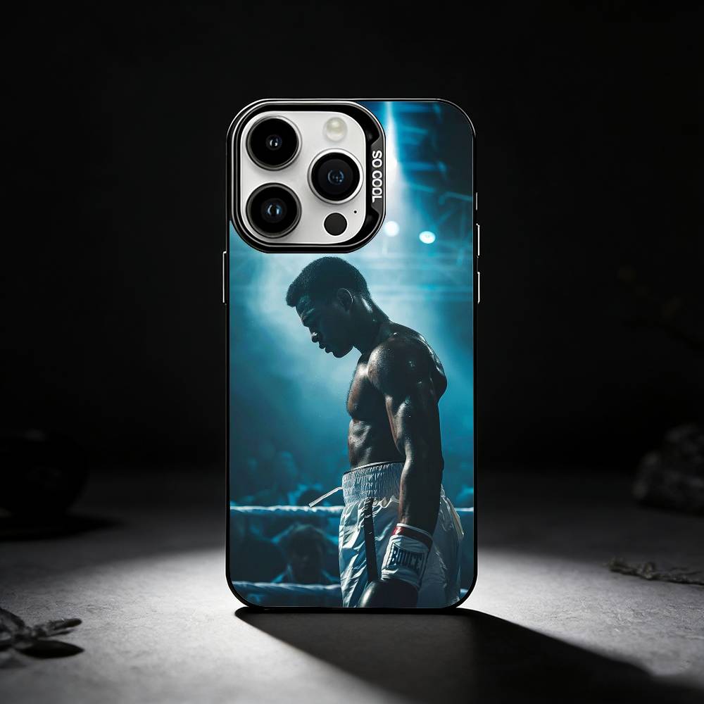 M-Muhammad Ali Boxing Legend Phone Case For iPhone 17,16,15,14,13,12,11 Plus,Pro Max,XS,Colored silver phone case