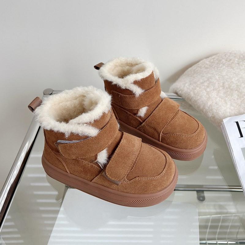 

Winter Girls Snow Boots Genuine Leather Tassels Warm Plush Kids Warm Cotton Boots Non-slip Children Boots 26-37 30 верблюд