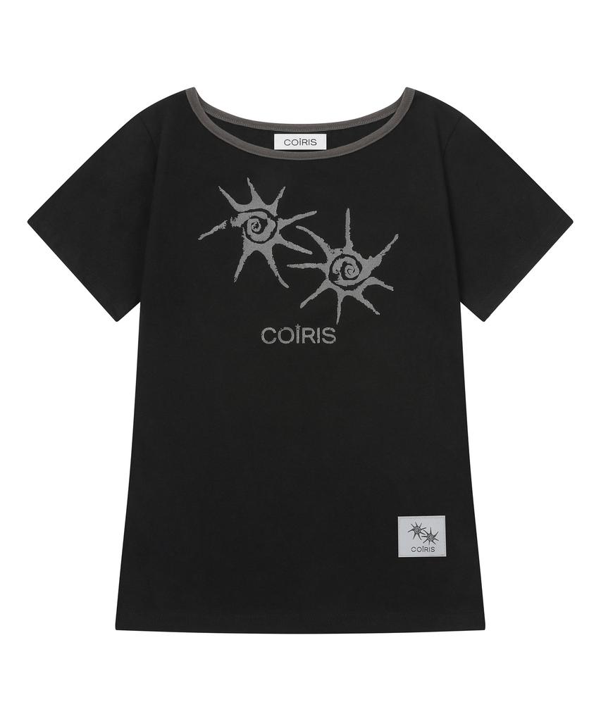 Koiliseu Soluna One-Shoulder Contrast Short Sleeve Tee (13 Colors)