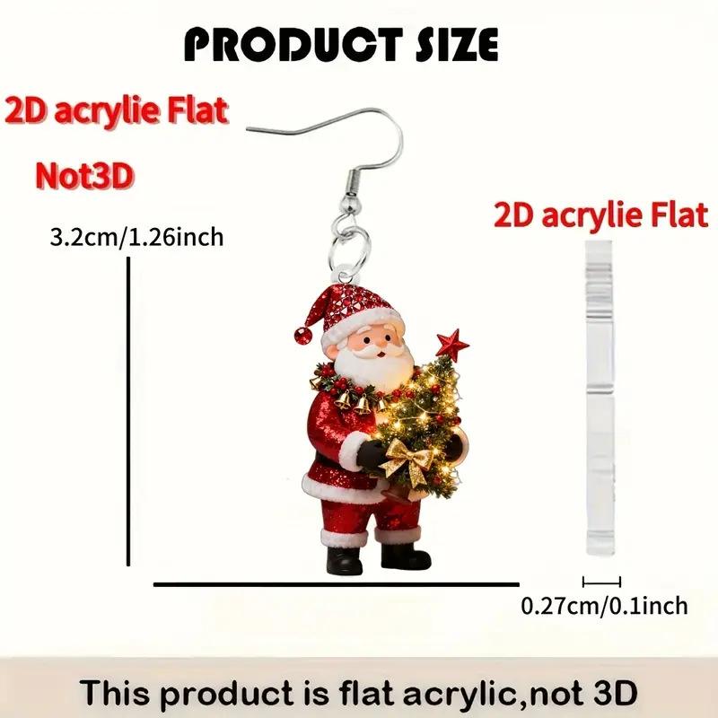 Cross-border new golden Santa earrings flat acrylic creative kind and happy Santa earrings