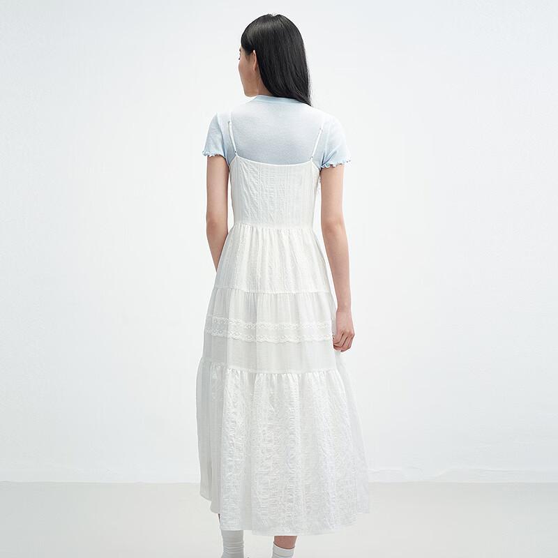 LEDING Lace Strap Pearl Jacquard Cami Dress