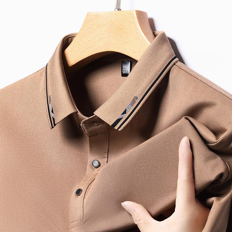 Polo Shirt Men'S Short Sleeve T-Shirt Thin Ice Silk Lapel Business Casual Top