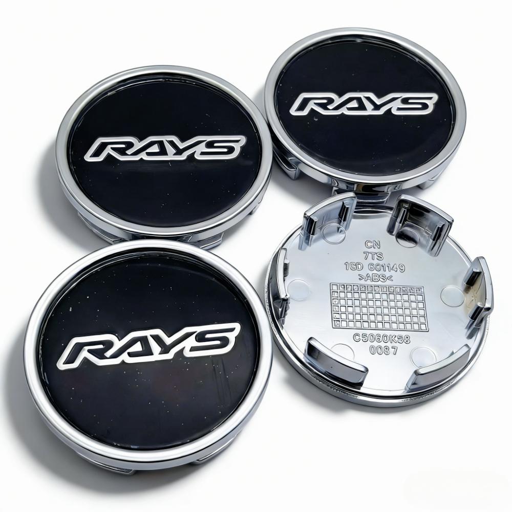 4 szt. Emblemat z logo Rays Racing Nakładki na środek kół samochodowych 58 MM Klipsy 58 MM Obręcz Nakładki na piasty Osłona przeciwpyłowa Koła Nakładka na piastę Wymiana Akcesoria samochodowe