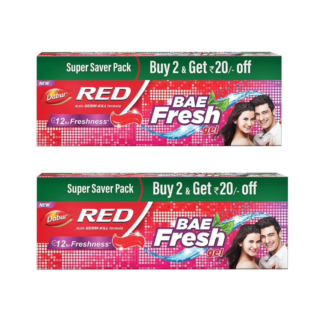 Dabur Red Bae Fresh Gel Toothpaste 600g (300g X 2) | Fights Bad Breath, Cavity Germs, Plaque | 12Hr Freshness, Gum & Oral Care