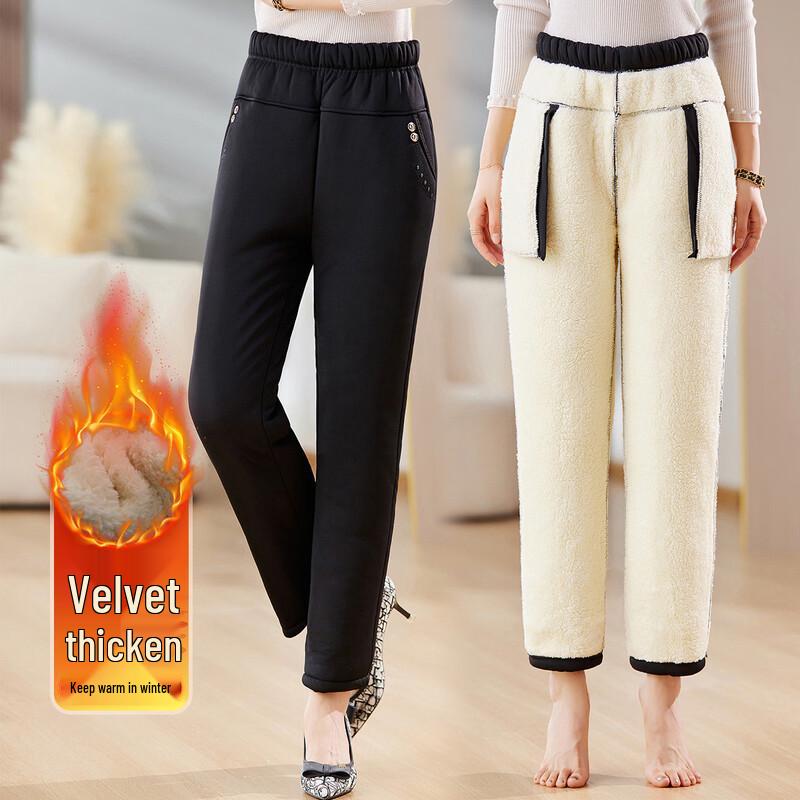 SIFONE Women s Fleece Lined Warm Elastic Waist Casual Pants 4XL