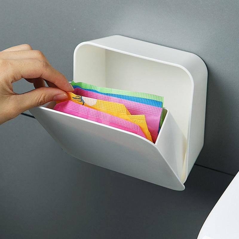 Multifunctional Creative Cotton Swab Storage Box Wall-mounted Cotton Pad Flip Dustproof Small Bathroom Supplies Plastic