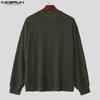 INCERUN Herbst Herren Rundhals Langarm Textur Rippe Lässige Pullover Tops