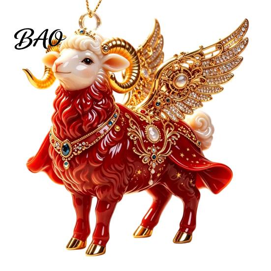 Seasonal Party Favors 2D Flat Christmas Sheep Hanging Ornament with Lanyard, Acrylic Xmas Ornaments Tree Pendant for Home Festive Decor And