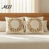 Fall Decorative Pillow Covers Autumn Wreath Cushion Cover, Thanksgiving Throw Leaf Embroidery Autumnal Bedroom Accent Cover Case for Sofa Couch